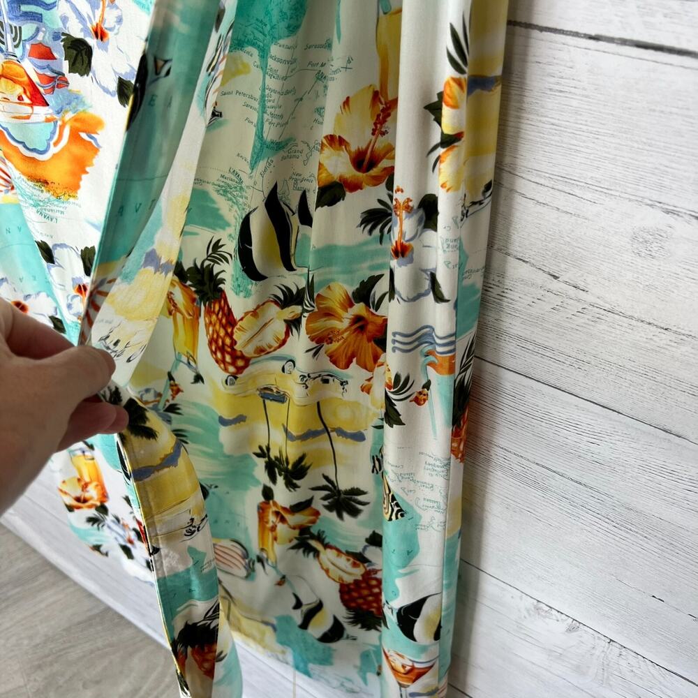 Crazy Horse Skirt Womens Size 14 Tropical Hawaiian Map Fish Wrap Zipper Resort - Picture 7 of 16